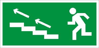 Пиктограмма (Наклейка)  ПЭУ 007 По лестнице вверх налево 260х130 PC-M / комплект, 2шт./ MIZAR STANDARD | 2502003230 | Световые Технологии
